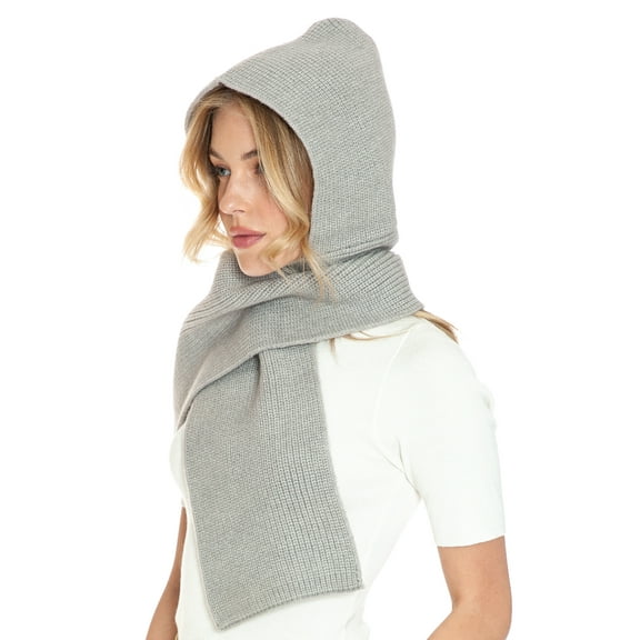 Basico 5 Colors Knitted Hooded Scarf for Women Men Winter Balaclava Ski Masks Neck Gaitor- (Light Gray)
