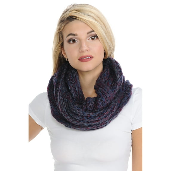 Basico Adult Chunky Navy Infinity Scarf for Women Circle Loop Knitted Warm Scarf