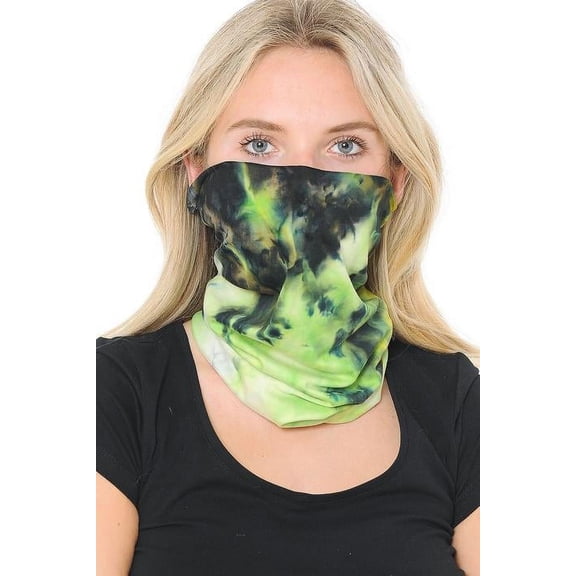 Basico Automotive Gear Balaclavas Seamless Face Mask Bandanas (Yellow Green Tie Dye Style)