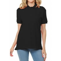 Basico (Black) Polo Collared Shirts For Women 100% Cotton Short Sleeve Golf Polo Shirts For Women and Juniors
