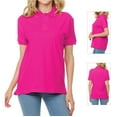 thumbnail image 1 of Basico Fuchsia Polo Collared Shirts For Women 100% Cotton Short Sleeve Golf Polo Shirts For Women and Juniors, 1 of 6