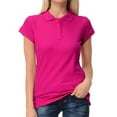 thumbnail image 1 of Basico Fuchsia Polo Collared Shirts For Women 100% Cotton Short Sleeve Golf Slim Fit Polo Shirts For Women and Juniors, 1 of 4