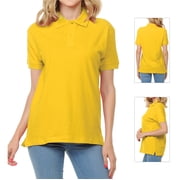 Basico Gold Polo Collared Shirts For Women 100% Cotton Short Sleeve Golf Polo Shirts For Women and Juniors