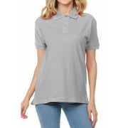 Basico (Grey Melange) Polo Collared Shirts For Women 100% Cotton Short Sleeve Golf Polo Shirts For Women and Juniors
