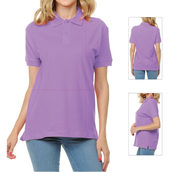 Basico Lavender Polo Collared Shirts For Women 100% Cotton Short Sleeve Golf Polo Shirts For Women and Juniors