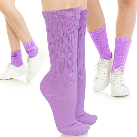 Basico Lightweight Slouchy socks for women | Lavender Slouch Socks for Girls | Scrunch Socks | (3PK, Shoe Size 5-9 1/2)