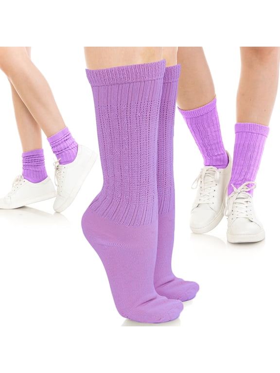Lightweight Slouchy socks for women | Lavender Slouch Socks for Girls | Scrunch Socks | (3PK, Shoe Size 5-9 1/2)
