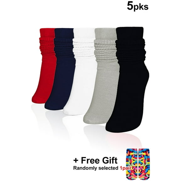Basico Lightweight Slouchy socks for women | Slouch Socks for Girls | Scrunch Socks | (5PK, Shoe Size 5-9 1/2)