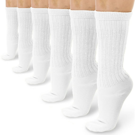 Basico Lightweight Slouchy socks for women | White Slouch Socks for Girls | Scrunch Socks | (6PK, Shoe Size 5-9 1/2)