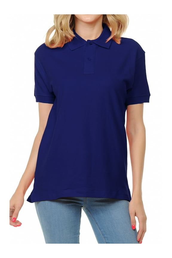 Basico (Navy) Polo Collared Shirts For Women 100% Cotton Short Sleeve Golf Polo Shirts For Women and Juniors