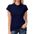 thumbnail image 1 of Basico Navy Polo Collared Shirts For Women 100% Cotton Short Sleeve Golf Slim Fit Polo Shirts For Women and Juniors, 1 of 4