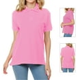 thumbnail image 1 of Basico Pink Polo Collared Shirts For Women 100% Cotton Short Sleeve Golf Polo Shirts For Women and Juniors, 1 of 6