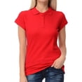 thumbnail image 1 of Basico Red Polo Collared Shirts For Women 100% Cotton Short Sleeve Golf Slim Fit Polo Shirts For Women and Juniors, 1 of 5