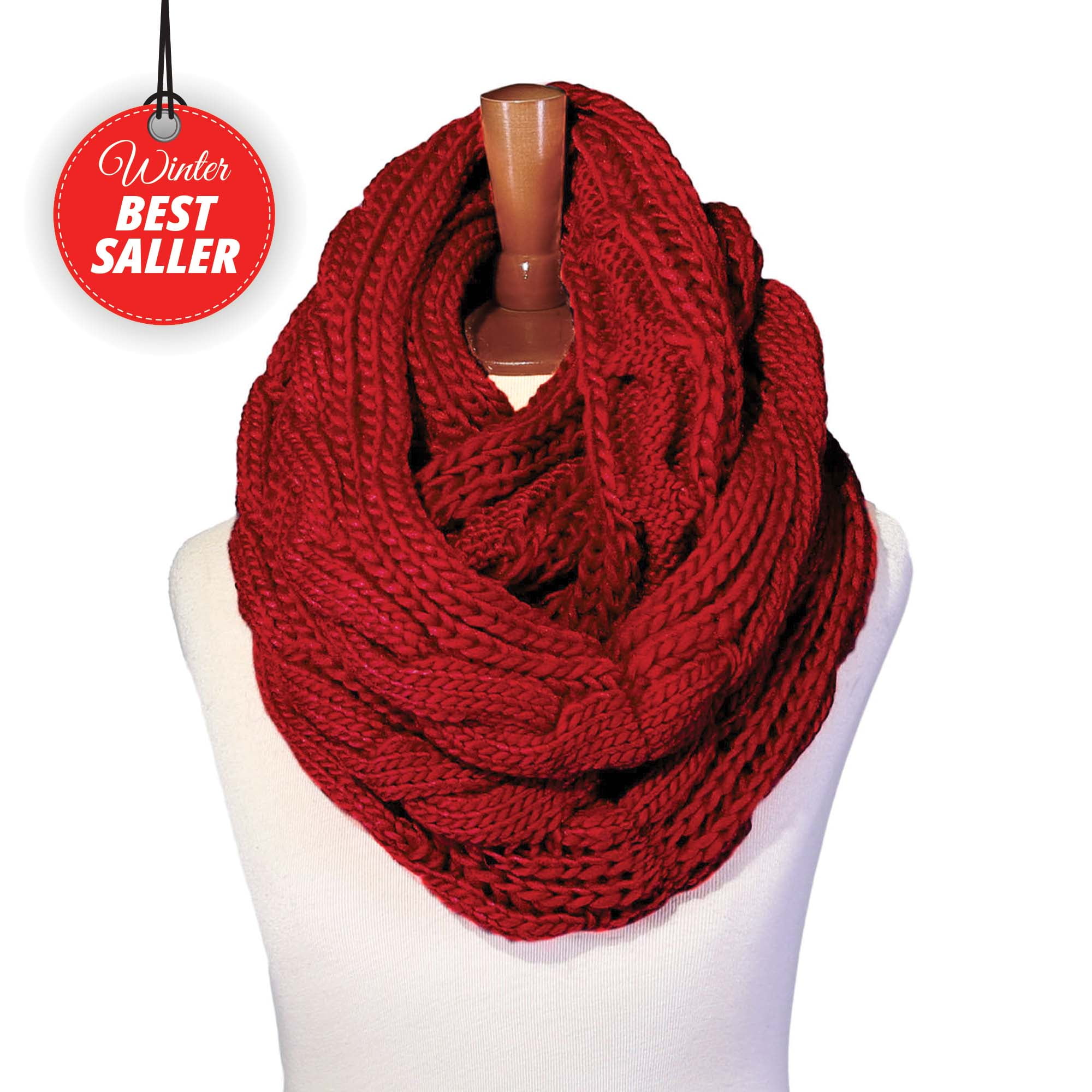 BASICO Warm Knit Winter Scarfs for Women Coral Infinity Scarf