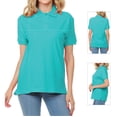 thumbnail image 1 of Basico Turquoise Polo Collared Shirts For Women 100% Cotton Short Sleeve Golf Polo Shirts For Women and Juniors, 1 of 6