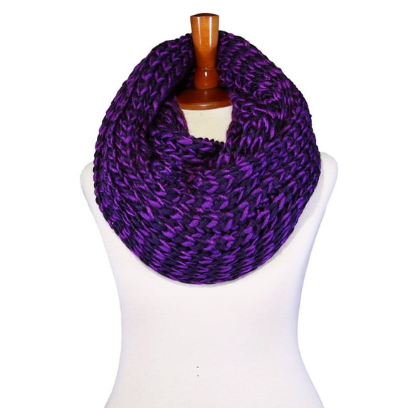 Basico Unisex Adult Junior Winter Knitted Infinity Circle Loop Scarf Chunky Cable Waffle Two Tones