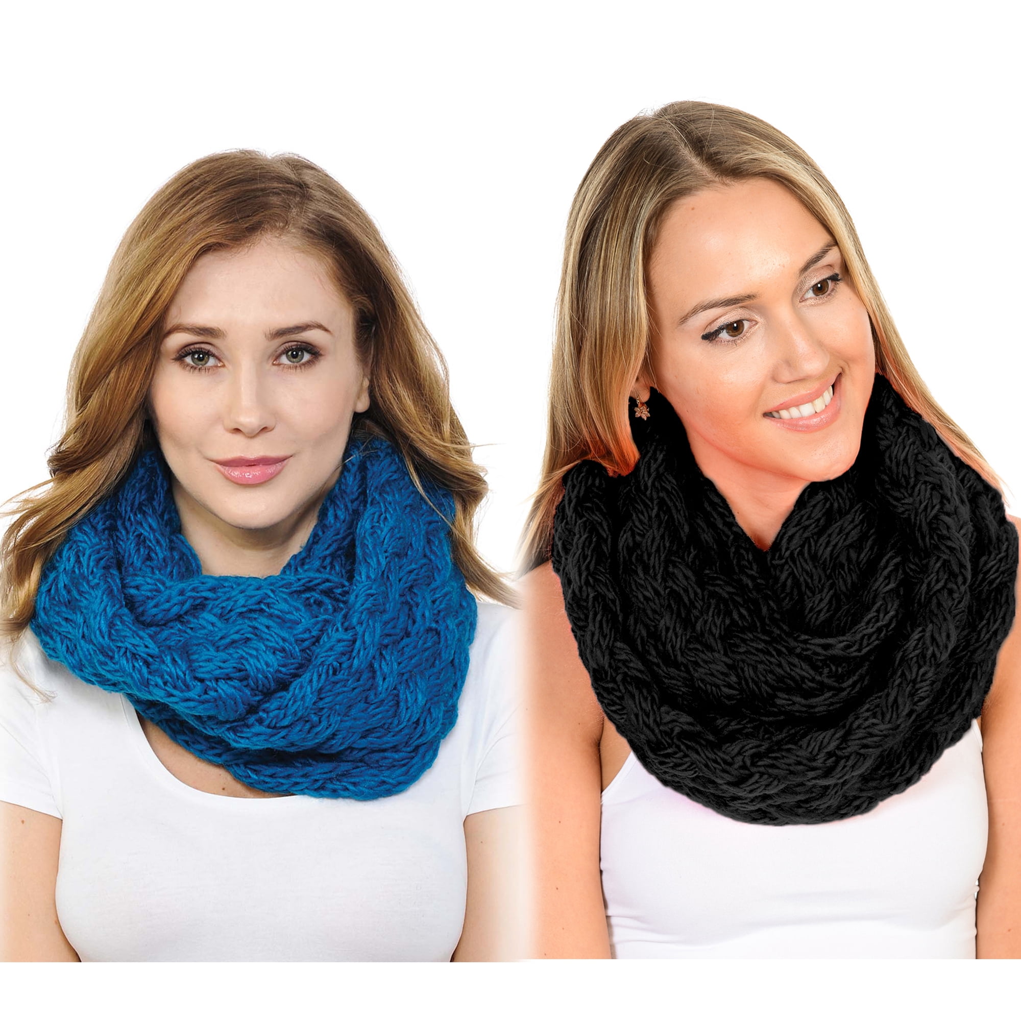 Basico Winter Chunky Knitted Infinity Scarf Circle Loop 2pk Various ...