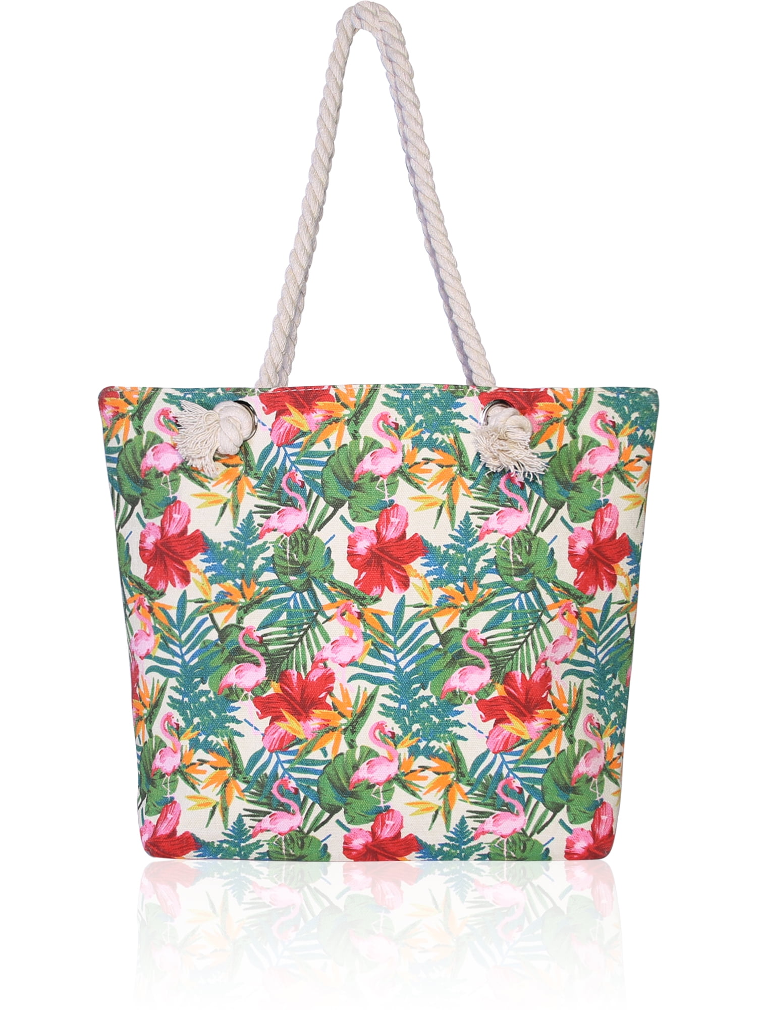Basico Woman's Beach Tote Bag with Rope Handles Various Pattern