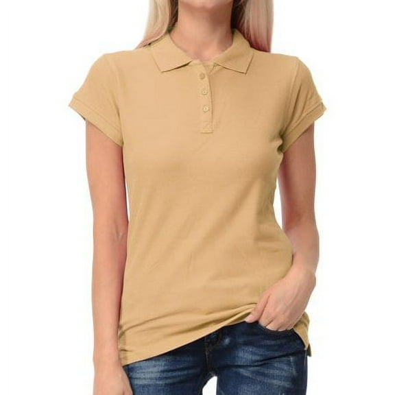 Basico Women Junior's Short Sleeve Slim Fit Polo Shirt 100% Cotton