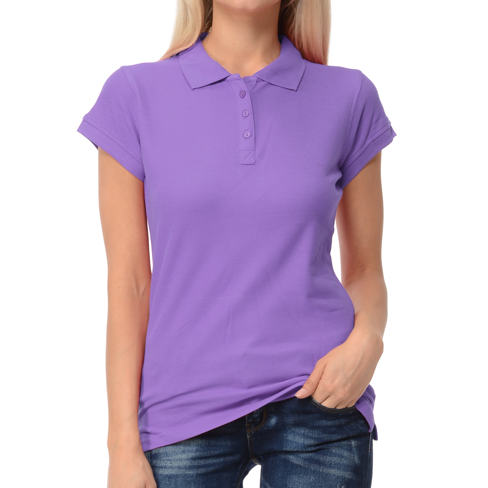 Blue Slim Fit Polo Collar Short Sleeves Cotton Women's T-Shirt by Being Human Clothing