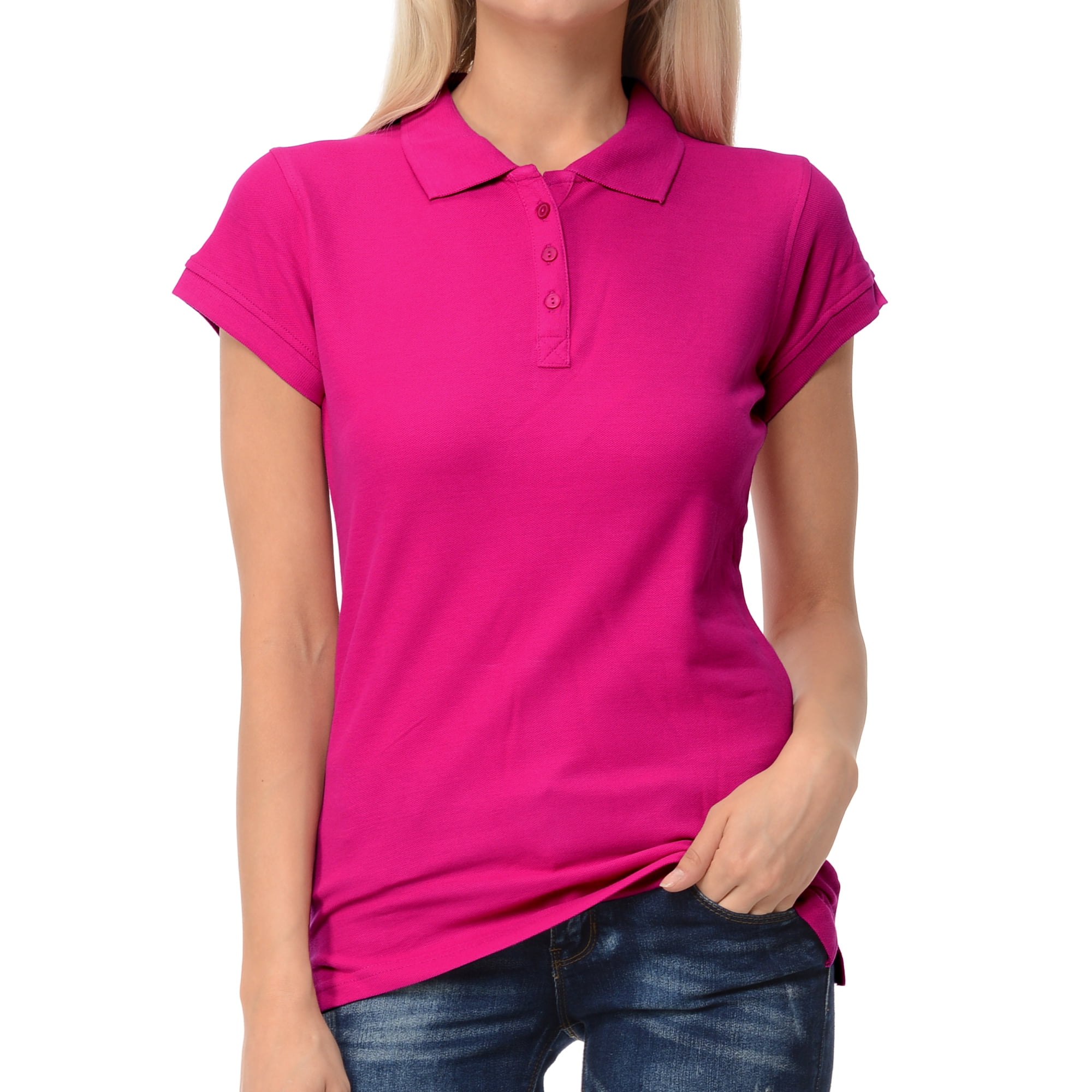 Basico Women Junior's Short Sleeve Slim Fit Polo Shirt 100% Cotton