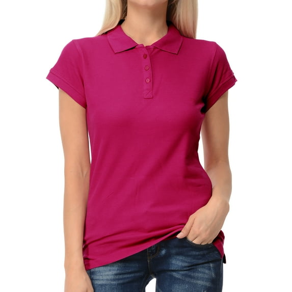 Basico Women Junior's Short Sleeve Slim Fit Polo Shirt 100% Cotton