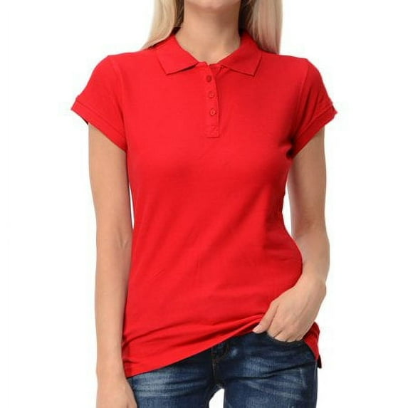 Basico Women Junior's Short Sleeve Slim Fit Polo Shirt 100% Cotton