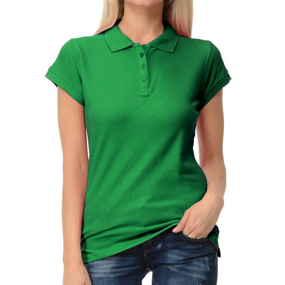 Basico Women Junior's Short Sleeve Slim Fit Polo Shirt 100% Cotton