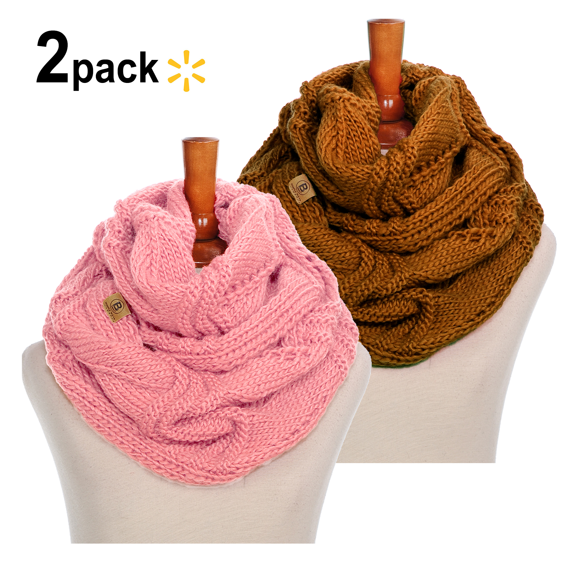 Basico Women Winter Infinity Scarf Warm Knitted Circle Loop wave shape ...