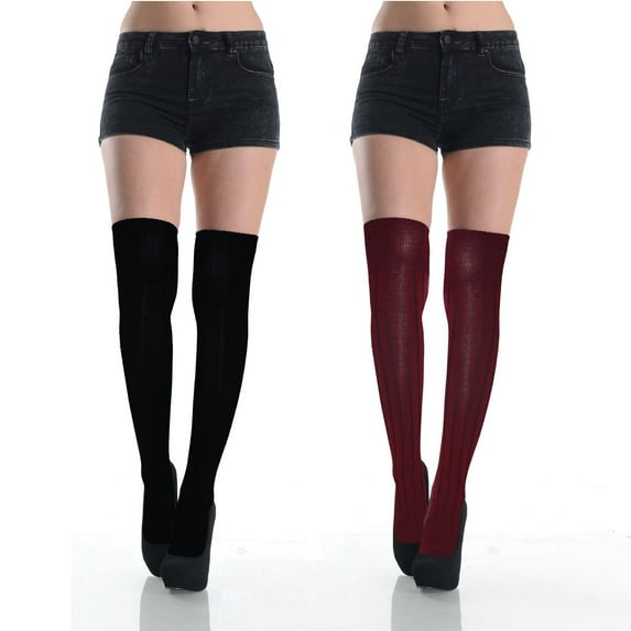 Basico Women's Cotton Over the Knee High Socks