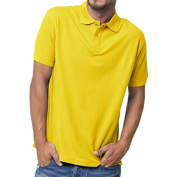 Basico (Yellow) Polo Collared Shirts For Women 100% Cotton Short Sleeve Golf Polo Shirts For Men