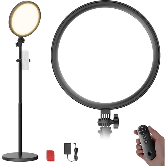 Basics 12" 24W Large Ring Light with 68" Stand/Phone Holder/Remote for iPhone Video Recording Selfie Streaming Makeup Studio Photography, 3000K-6500K CRI98 Full Screen LED Panel Lighting, BR13