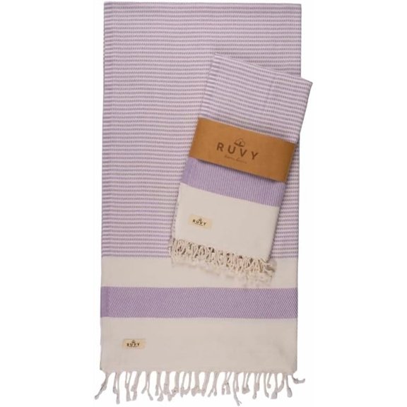 Basics 2 Pack Turkish Beach Towels - Quick-Dry Bath Towels (40 x 72 Inches) - Large Towels for Pool, Yoga, Travel, Camping Essentials, and Bathroom Decor - Lavender