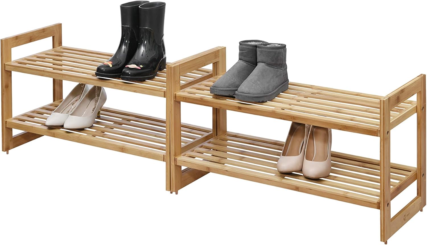 Basics 2-Tier Stackable Bamboo Shoe Rack - (2 Pack) - Walmart.com