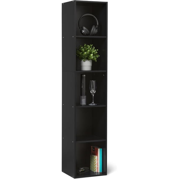 Basics 5-Cube Bookcase Compatible with Fabric Storage Cube Organizers, Black