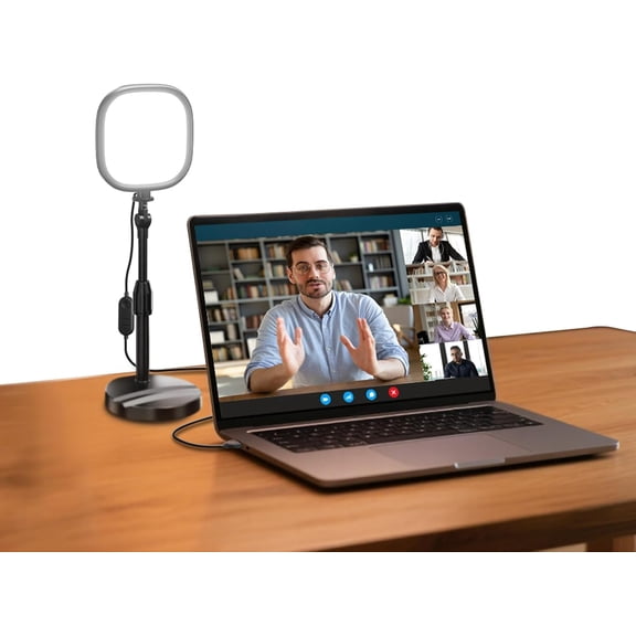 Basics 5" Full Screen LED Ring Light with Stand for Desk Video Calls, CRI95, 10W Bi Color Edge Lit Zoom Conference Lighting for Computer Laptop Webcam Phone Streaming Recording, NL10