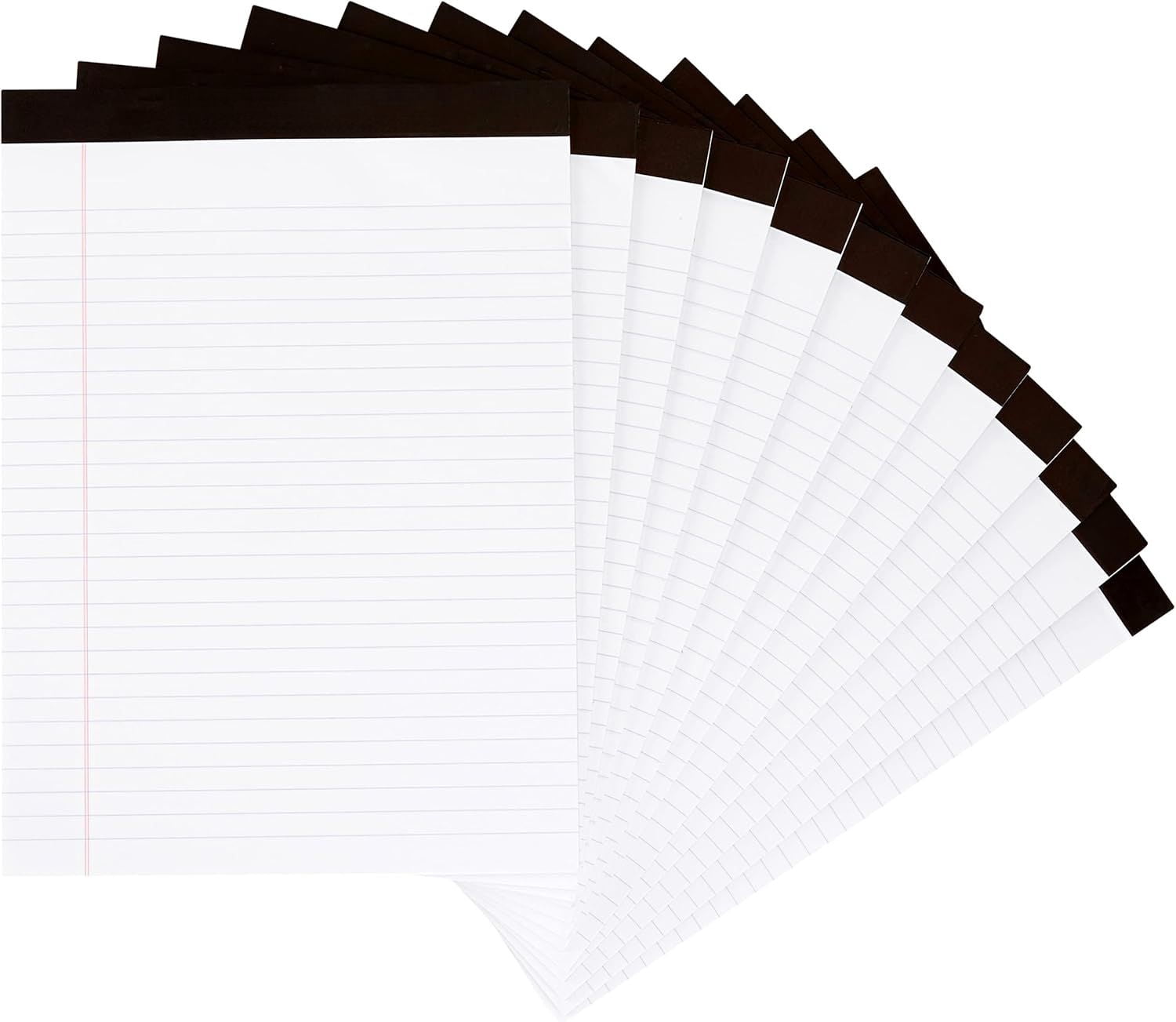 Basics 50 sheet Wide Ruled Lined Writing Note Pad, 8.5" x 11.75", 12-Pack, 600 Perforated Sheets, Canary