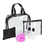 Conair 6-Piece Clear Travel Set, Weekender Bag with Pouches, Bottles & Loofah