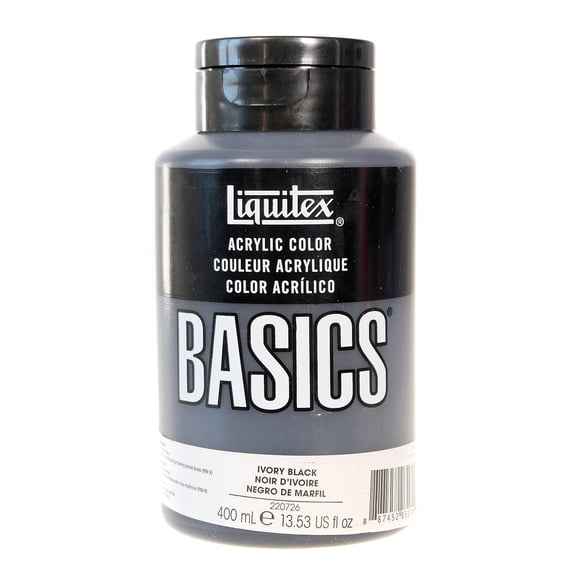Basics Acrylics Colors ivory black, 13.5 oz., flat cap squeeze bottle (pack of 2)