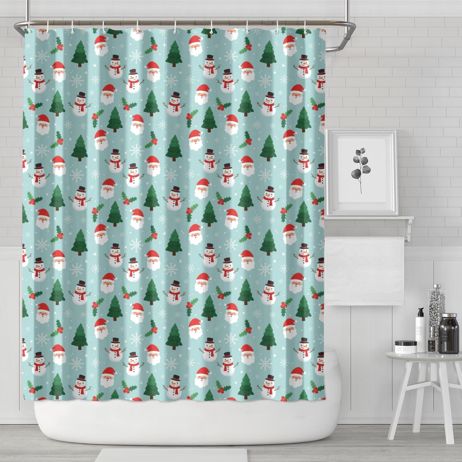 Basics Bathroom Shower Curtain, Water Resistant Fabric with Grommets ...