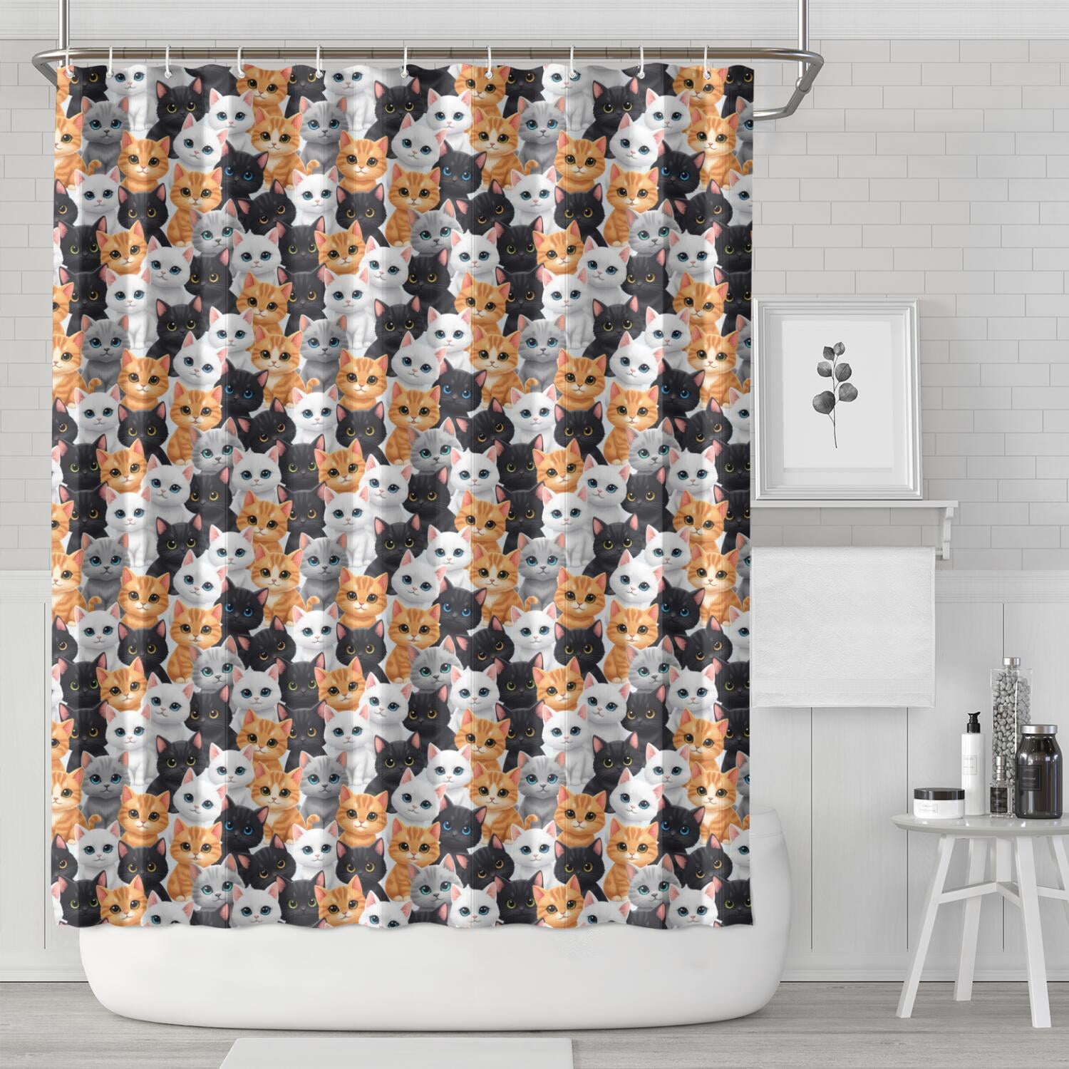 Basics Bathroom Shower Curtain, Water Resistant Fabric with Grommets ...