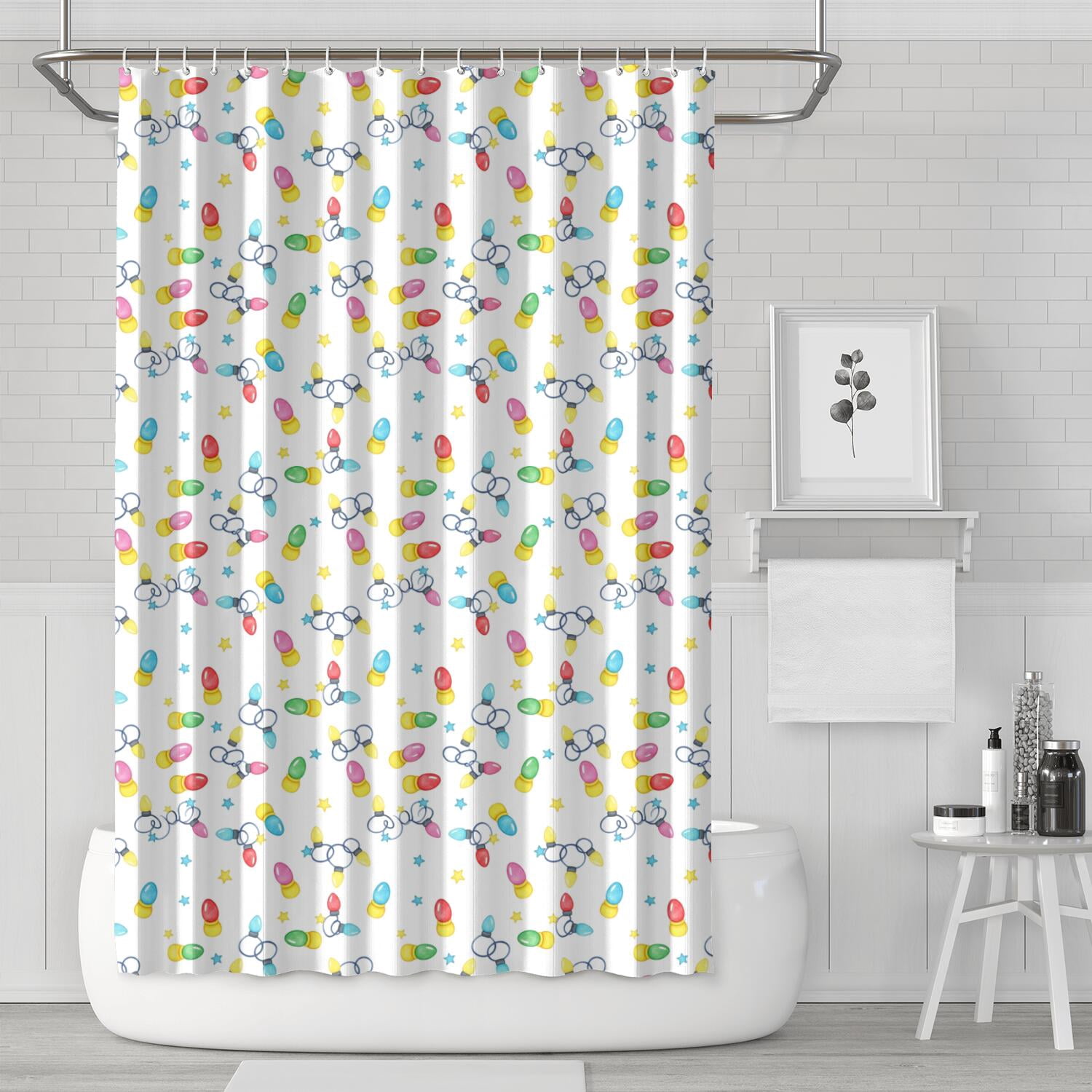 Basics Bathroom Shower Curtain, Water Resistant Fabric with Grommets ...