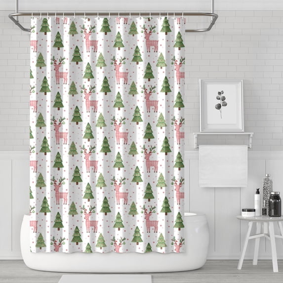 Basics Bathroom Shower Curtain, Water Resistant Fabric with Grommets ...