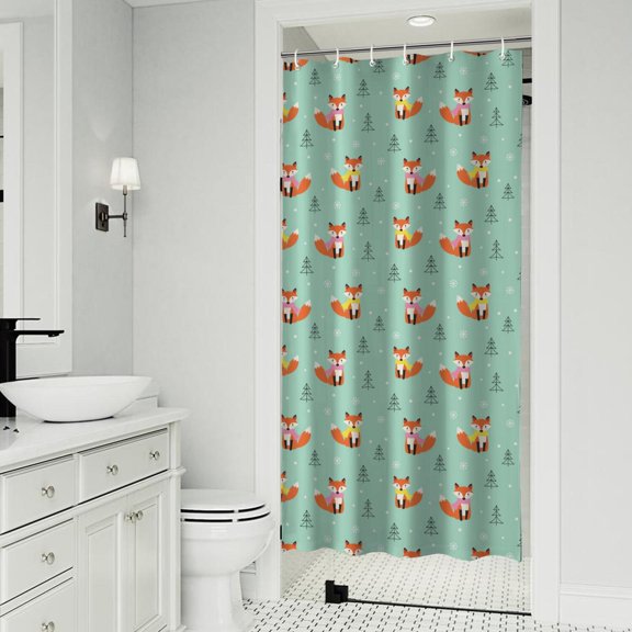 Basics Bathroom Shower Curtain, Water Resistant Fabric with Grommets & Hooks, Machine Washable, 36"x72",Fox Dot Face Beige Pattern