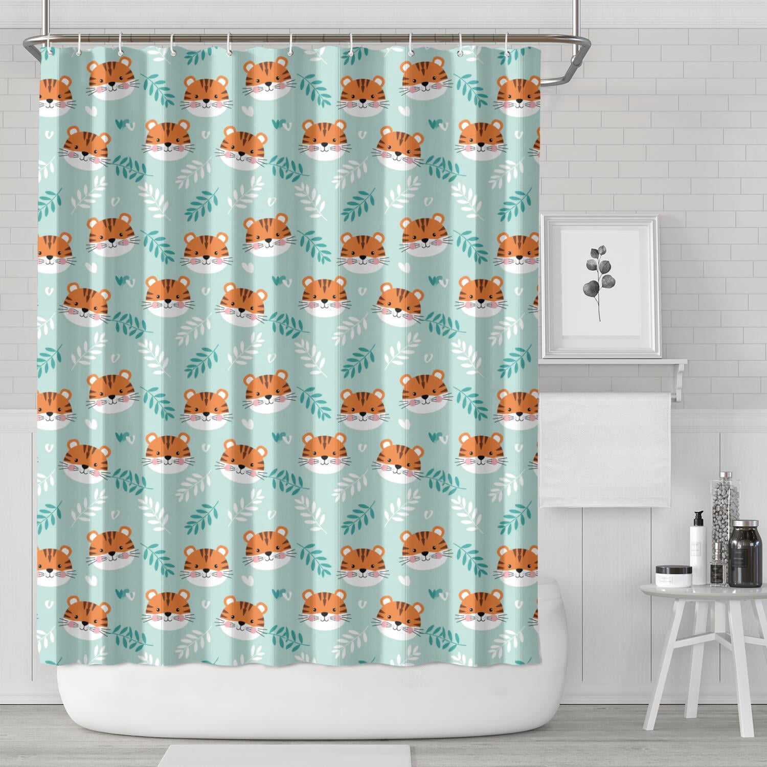 Basics Bathroom Shower Curtain, Water Resistant Fabric with Grommets ...