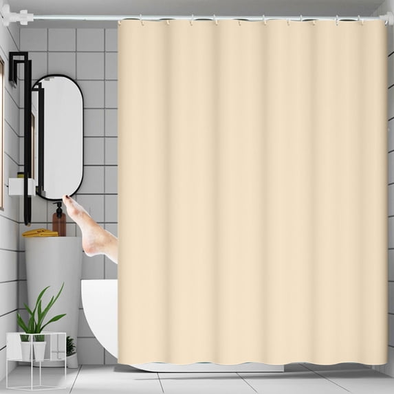Basics Bathroom Shower Curtain, Water Resistant Fabric with Grommets & Hooks, Machine Washable