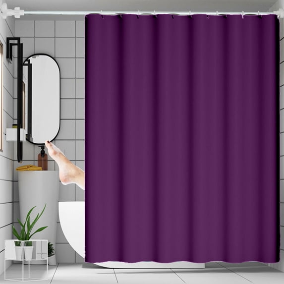 Basics Bathroom Shower Curtain, Water Resistant Fabric with Grommets & Hooks, Machine Washable