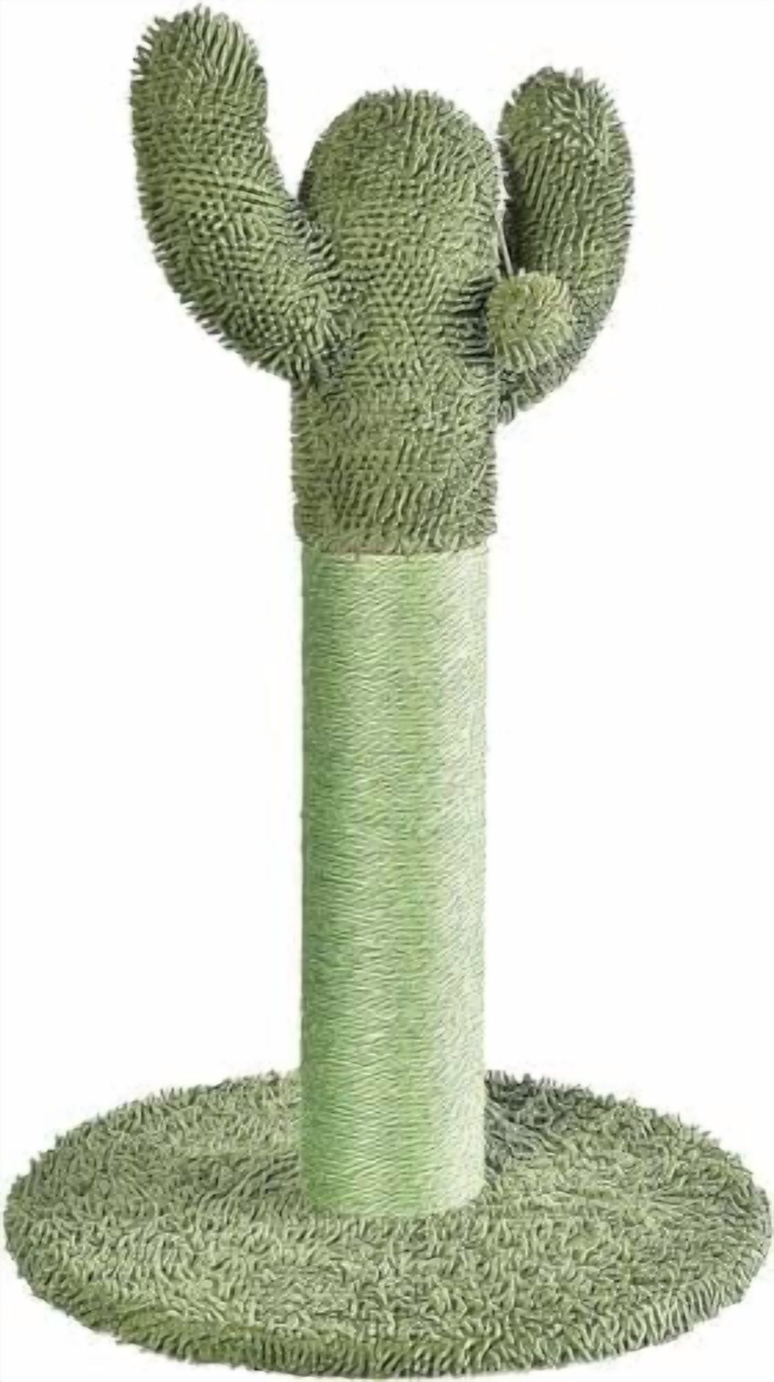 Basics Cat Scratching Post, Indoor Cactus with Natural Sisal for Kittens with Dangling Ball Toy, Medium, 25.6"H, Green