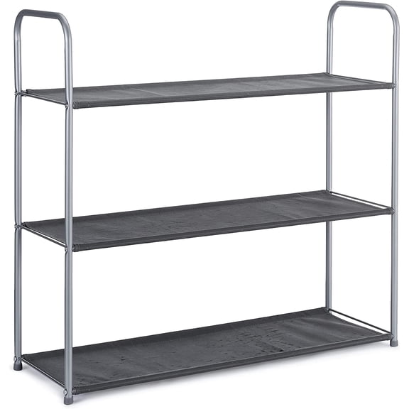 Basics Closet Storage Organizer with Fabric Bins, Drawers and 3 Shelves, Grey, 32.7" x 12.2" x 31"