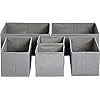 Basics Cloth Drawer Storage Organizer Boxes for Socks, Underwear and Baby Items, Set of 6, Gray